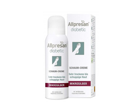 Изображение  Cream-foam for dry and flaky foot skin of diabetics Microsilber, AllPresan 125 ml