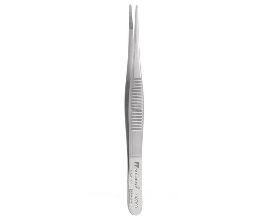 Изображение  Straight anatomical tweezers with transverse notch and rounded edges Taylor, 9 cm, Medesy 1027/90