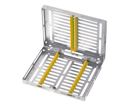 Изображение  Box with lid and yellow silicone for 10 instruments, Medesy 980/10-GI