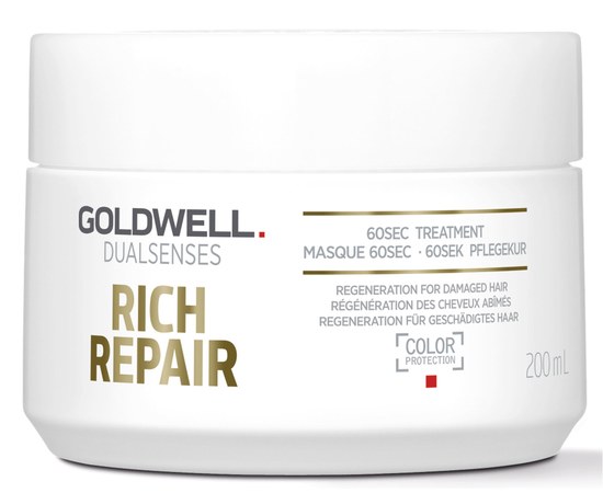 Изображение  Маска Goldwell Dualsenses Rich Repair 60 сек.восстанавливающая для сухих и поврежденных волос 200 мл, Объем (мл, г): 200