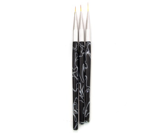 Изображение  A set of liners for painting on nails 3 pcs, black marble pattern