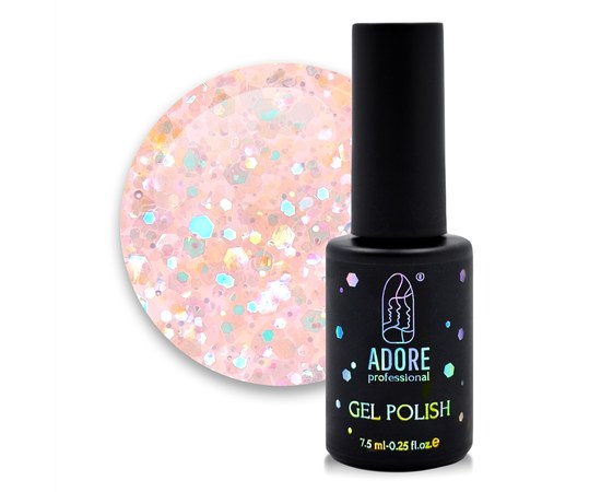 Изображение  Gel polish with holographic glitters ADORE prof. 7.5 ml G-01 - beyonce, Volume (ml, g): 45053, Color No.: G-01 beyonce
