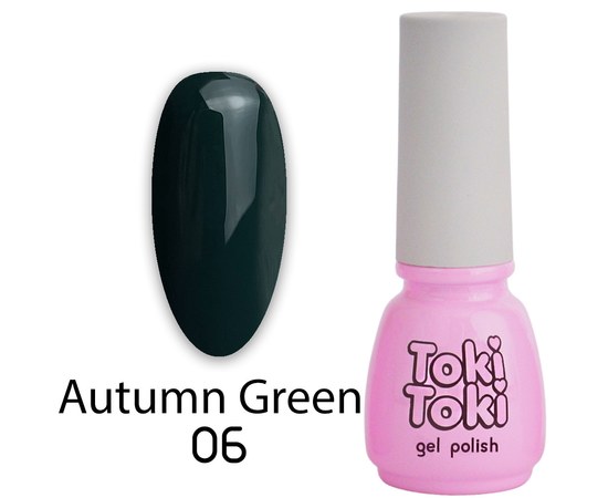 Зображення  Гель-лак Toki-Toki Autumn Green 5 мл, AG06, Об'єм (мл, г): 5, Цвет №: 006