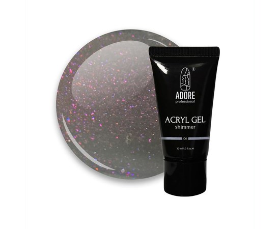 Изображение  Acrylic gel with shimmer ADORE prof. Acryl Gel Shimmer 30 ml №06 - smoky with pink shimmer, Volume (ml, g): 30, Color No.: 6