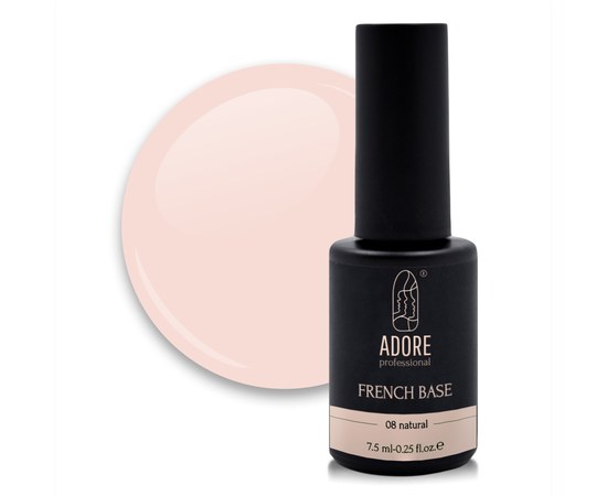 Изображение  Camouflage base ADORE prof. French Base 7.5 ml №08 - natural, Volume (ml, g): 45053, Color No.: 8