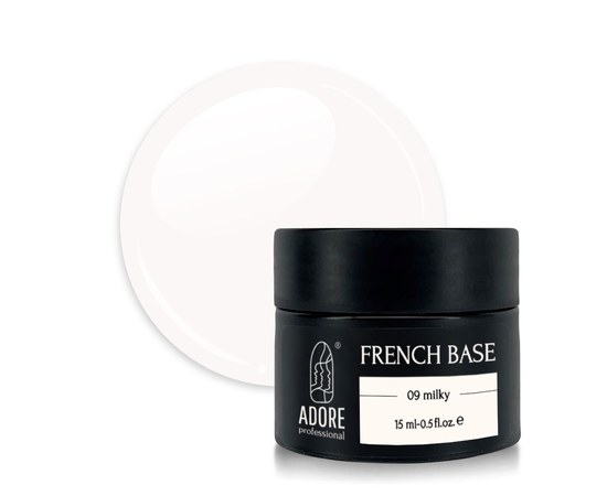 Изображение  Camouflage base ADORE prof. French Base 15 ml №09 - milky, Volume (ml, g): 15, Color No.: 9