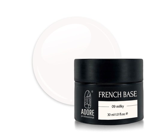 Изображение  Camouflage base ADORE prof. French Base 30 ml №09 - milky, Volume (ml, g): 30, Color No.: 9