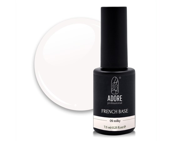 Изображение  Camouflage base ADORE prof. French Base 7.5 ml №09 - milky, Volume (ml, g): 45053, Color No.: 9