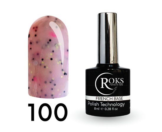 Изображение  Camouflage base for gel polish Roks Rubber Base French Potal 8 ml, No. 100, Volume (ml, g): 8, Color No.: 100