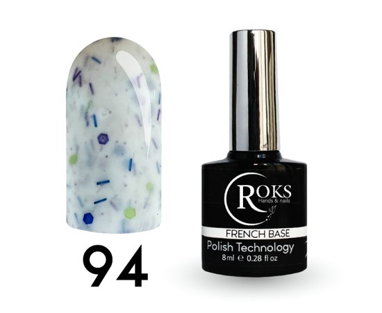 Изображение  Camouflage base for gel polish Roks Rubber Base French Potal 8 ml, No. 94, Volume (ml, g): 8, Color No.: 94