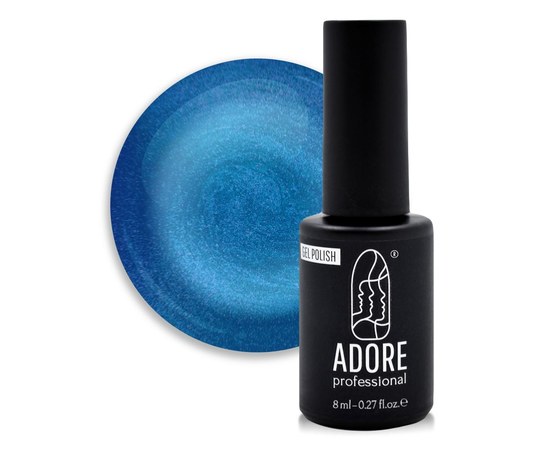 Изображение  Stained glass gel polish "cat's eye" ADORE prof. cat's eye 8 ml М-03 blue azurite, Volume (ml, g): 8, Color No.: M-03 blue azurite