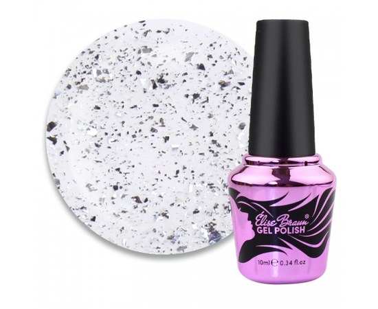 Изображение  Top for gel polish without a sticky layer with potal Elise Braun Flakes Top 10 ml, No. 01, Volume (ml, g): 10, Color No.: 1