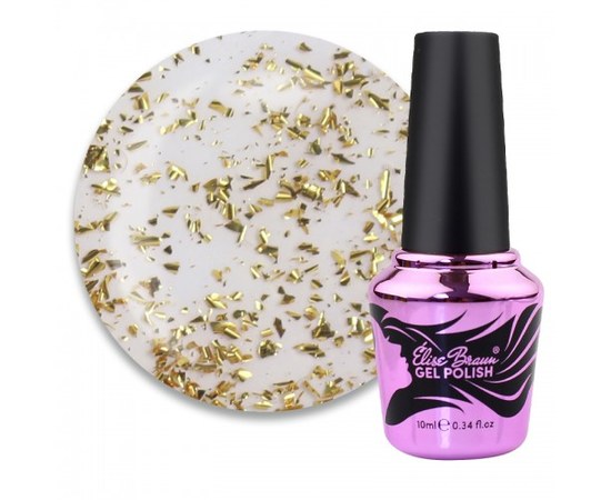 Изображение  Top for gel polish without a sticky layer with potal Elise Braun Flakes Top 10 ml, No. 02, Volume (ml, g): 10, Color No.: 2
