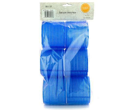 Изображение  Velcro curlers d 74 mm 6 pcs, blue
