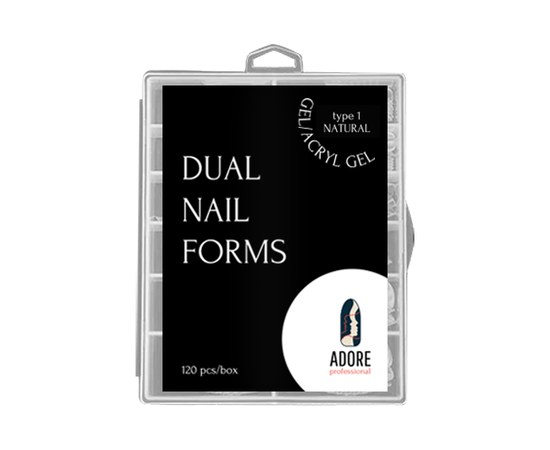 Зображення  Багаторазові верхні форми для нарощування ADORE prof. Dual Nail Forms 120шт Тип 1 - natural