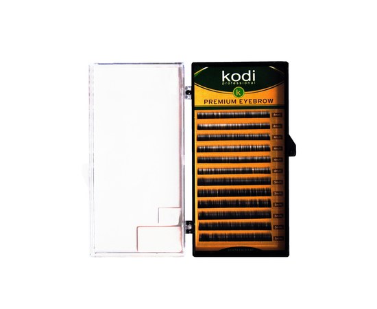 Изображение  Брови Kodi Straight Curl (прямой завиток), цвет черный 0,12 (12 рядов: 6-6, 7-6)