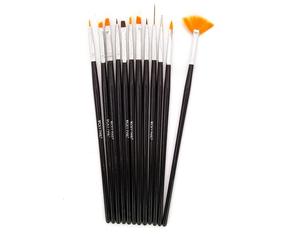 Изображение  Set of brushes for nail design 12 pcs black