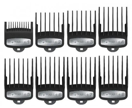 Зображення 2 Набір насадок Wahl 3171-600 Premium для машинок Magic, Taper, Senior, Legend, Icon, 8 шт. + підставка
