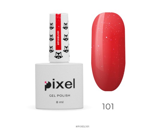 Изображение  Gel Polish Pixel No. 101 (red with sparkles), 8 ml, Volume (ml, g): 8, Color No.: 101