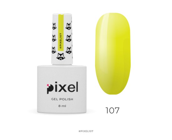 Изображение  Gel polish Pixel №107 (acid yellow), 8 ml, Volume (ml, g): 8, Color No.: 107