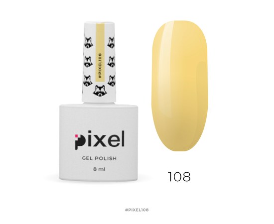 Зображення  Гель-лак Pixel №108 (сонячно-жовтий), 8 мл
, Об'єм (мл, г): 8, Цвет №: 108