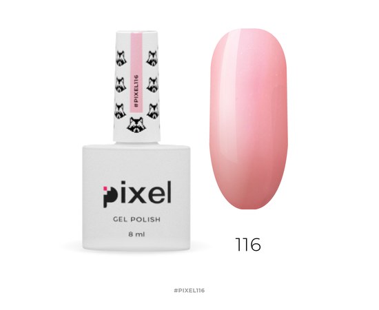 Зображення  Гель-лак Pixel №116 (рожевий з бузковим перламутром), 8 мл
, Об'єм (мл, г): 8, Цвет №: 116