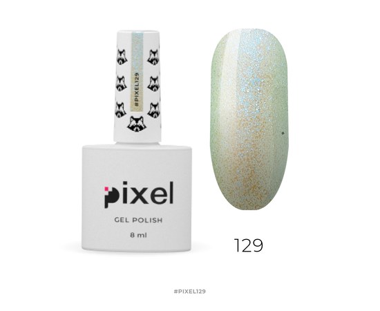 Изображение  Gel Polish Pixel No. 129 (turquoise with sparkles), 8 ml, Volume (ml, g): 8, Color No.: 129