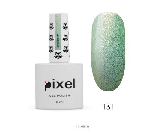 Изображение  Gel Polish Pixel No. 131 (light green with bright gold sparkles), 8 ml, Volume (ml, g): 8, Color No.: 131
