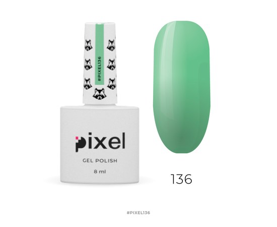 Изображение  Gel polish Pixel №136 (light grassy), 8 ml, Volume (ml, g): 8, Color No.: 136