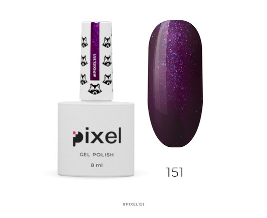 Зображення  Гель-лак Pixel №151 (фіолетовий з блискітками), 8 мл
, Об'єм (мл, г): 8, Цвет №: 151
