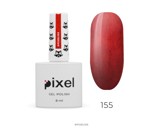 Изображение  Гель-лак Pixel №155 (алый с ворсинками, plush effect), 8 мл, Объем (мл, г): 8, Цвет №: 155