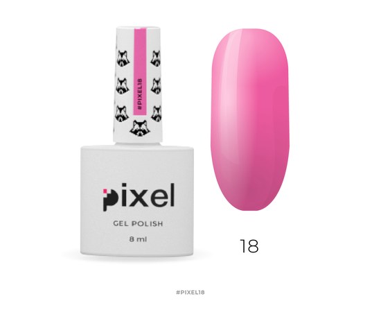 Изображение  Gel polish Pixel No. 018 (bright coral pink), 8 ml, Volume (ml, g): 8, Color No.: 18
