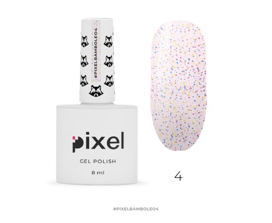 Изображение  Gel Polish Pixel Bamboleo No. 04 (light pink with colorful confetti), 8 ml, Volume (ml, g): 8, Color No.: 4
