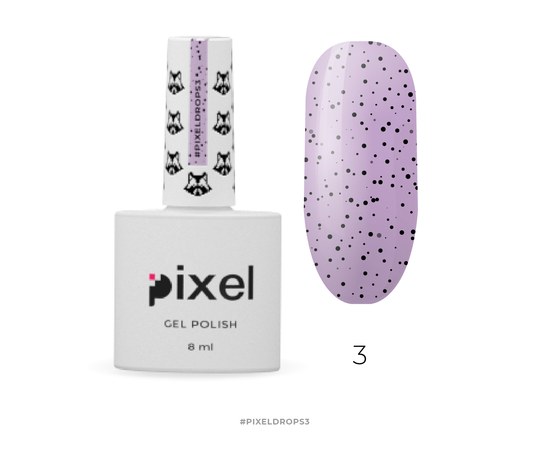 Изображение  Гель-лак Pixel Drops №3 (фиолетовый с черной крошкой), 8 мл, Объем (мл, г): 8, Цвет №: 03