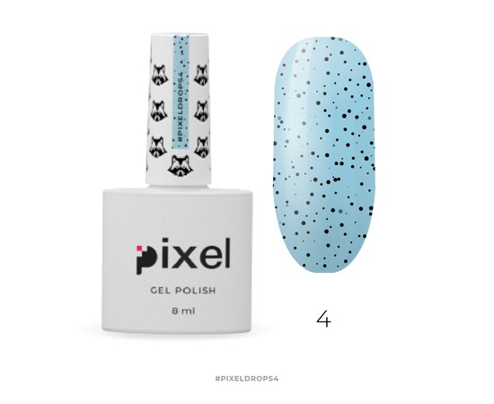 Изображение  Gel Polish Pixel Drops No. 4 (light blue with black crumbs), 8 ml, Volume (ml, g): 8, Color No.: 4