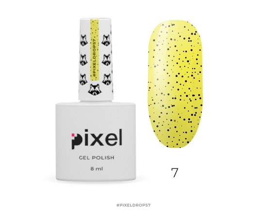 Изображение  Gel Polish Pixel Drops No. 7 (lemon with black chips), 8 ml, Volume (ml, g): 8, Color No.: 7