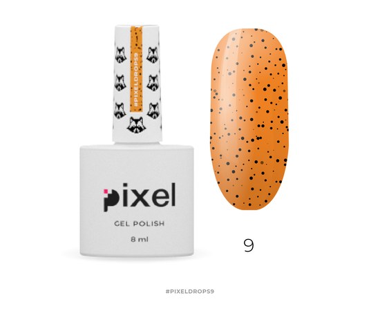 Изображение  Гель-лак Pixel Drops №9 (оранжевый с черной крошкой), 8 мл, Объем (мл, г): 8, Цвет №: 09