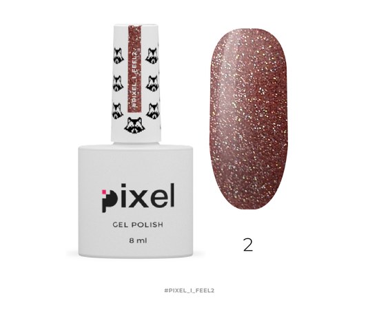 Изображение  Gel polish Pixel i_Feel №02 (cocoa with sparkles), 8 ml, Volume (ml, g): 8, Color No.: 2