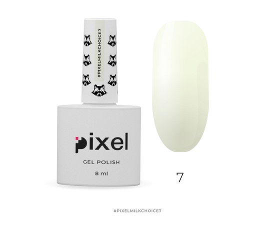 Изображение  Gel polish Pixel Milk Choice No. 07 (milky pale lime), 8 ml, Volume (ml, g): 8, Color No.: 7