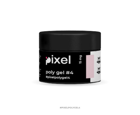 Изображение  Полигель Pixel Poly Gel №4 (нежно-розовый), 15 мл, Объем (мл, г): 15, Цвет №: 04
