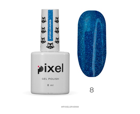 Изображение  Gel Polish Pixel Spark No. 09 (blue, reflective), 8 ml, Volume (ml, g): 8, Color No.: 8