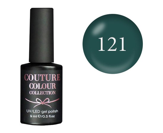 Изображение  Гель-лак Couture Colour 121 темно-зеленый, 9 мл, Цвет №: 121