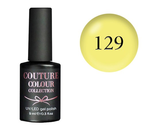 Изображение  Гель-лак Couture Colour 129 лимонно-желтый, 9 мл, Цвет №: 129