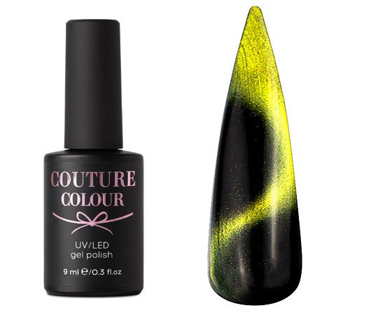 Изображение  Gel polish Couture Color Galaxy Touch GT08 yellow (effect 'Cat Eye'), 9 ml, Volume (ml, g): 9, Color No.: GT08