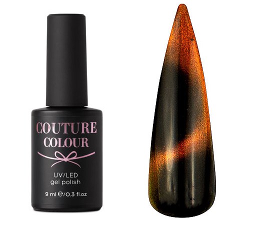 Зображення  Гель-лак Couture Colour Galaxy Touch GT07 оранжевий (ефект 'Cat Eye'), 9 мл, Об'єм (мл, г): 9, Колір: GT07