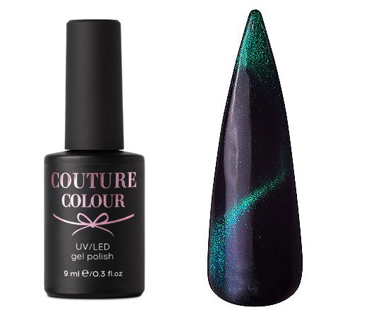 Изображение  Gel polish Couture Color Galaxy Touch GT03 emerald green (effect 'Cat Eye'), 9 ml, Volume (ml, g): 9, Color No.: GT03