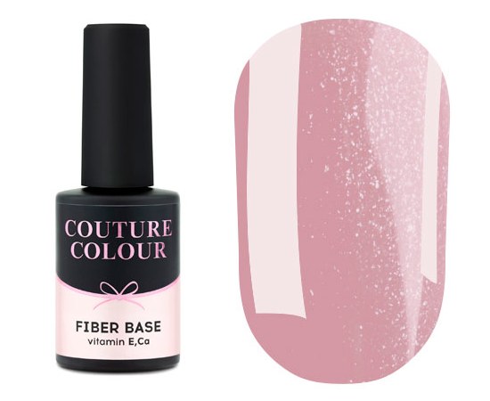 Изображение  Base for gel polish Couture Color Fiber Base FB 04 Shimmer Pink pink with a shimmer, 9 ml