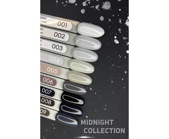 Изображение 3 Гель лак BABY Moon Midnight №008 черный с блестками, 6 мл, Объем (мл, г): 6, Вариант: 008