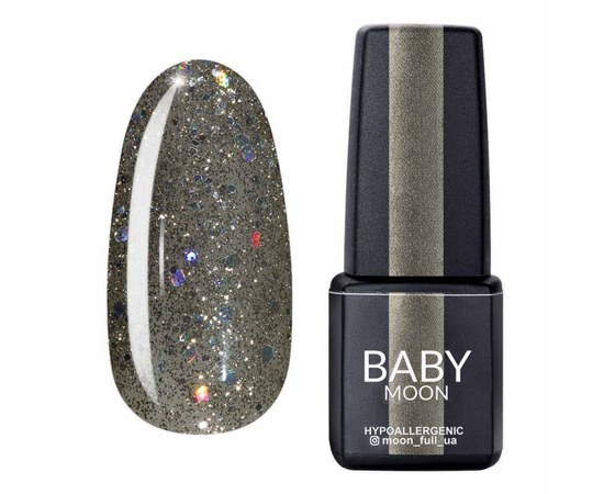 Зображення  Гель лак BABY Moon Dance Diamond №021 сріблясто-оливковий з різнокольоровим глітером, 6 мл, Об'єм (мл, г): 6, Цвет №: 021