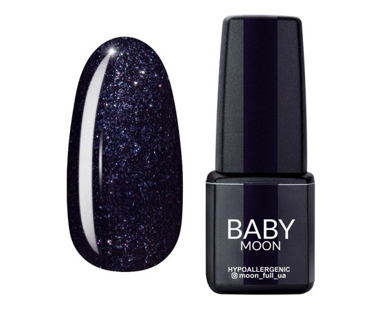 Изображение  Gel polish BABY Moon Midnight No. 008 black with sparkles, 6 ml, Volume (ml, g): 6, Color No.: 8